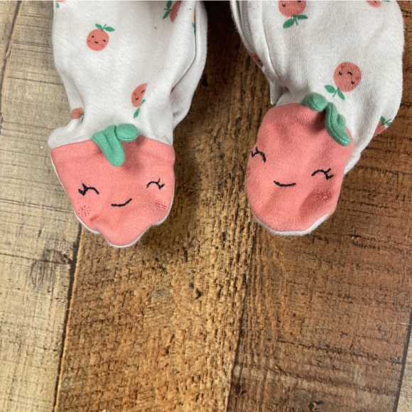 Newborn Zip Button Floral Peach Pastel Animal Bird Footie Bundle of 4 - Picture 10 of 11